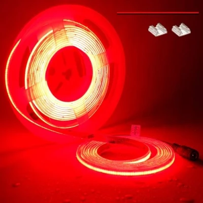 Imagen de TOPAI 12V Tira LED COB 5M Rojo Impermeable IP65 Exterior 480LED/M Alta Luminosidad Adhesivas Cortable Flexible para cocina dormitorio iluminación DIY