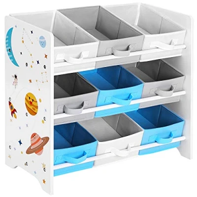 Imagen de SONGMICS EstanterÍa Infantil para Juguetes y Libros, 9 Cajas de Tela no Tejida ExtraÍbles con Asas, Sala Juegos, Escuela, 62,5 x 29,5 60 cm, Ahorro Espacio, Blanco GKR33WT