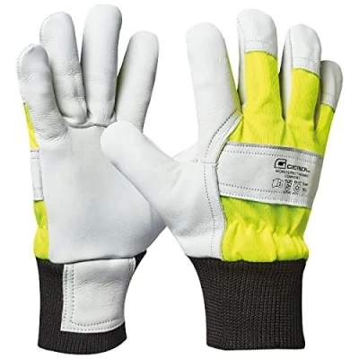 Imagen de Gebol Worker Pro Thermo Comfort guantes de trabajo piel con forro aislante para el frío invierno, protección impermeables hombre, talla XL (Gr 10), color amarillo, negro y