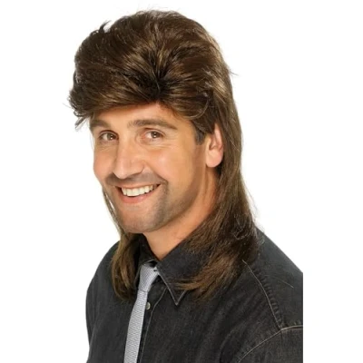 Imagen de Smiffys Peluca de corte mullet, marrón