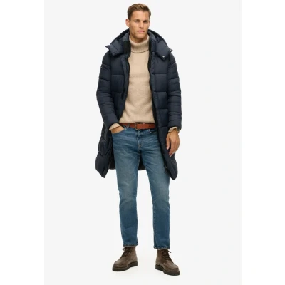 Imagen de Superdry Ripstop Longline Puffer Abrigo de invierno, Hombre, Talla: Small, Eclipse navy grid