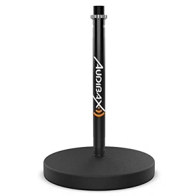 Imagen de Audibax SM45 Soporte de Micrófono Mesa Escritorio con Base Redonda Rosca Pinza Universal Estable y Robusta 13 cm Diámetro 16 Altura