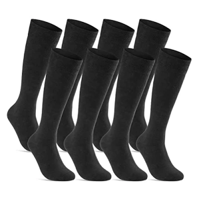 Imagen de sockenkauf24 6 o 12 Pares Calcetines de rodilla Hombre Mujer Algodón Negro (39 42, Negro)