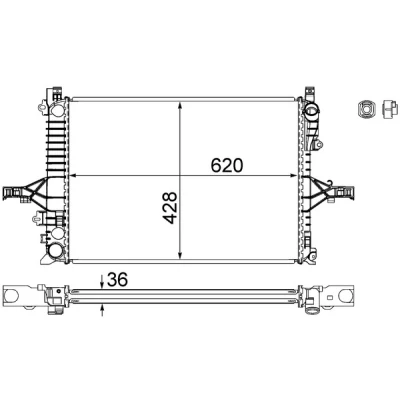 Imagen de MAHLE ORIGINAL CR 1546 000S Radiador, refrigeración del motor VOLVO: XC70 I Cross Country, S60 I, V70 2