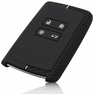 Imagen de FOAMO Funda de silicona para llave coche, compatible con Renault Smartkey 4 botones (solo Keyless Go), color blanco y negro