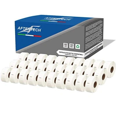 Imagen de Aftertech 30 x 11352 25 54 mm Rollos de etiquetas adhesivas compatibles (500 etiquetas/rollo = 15000 totales) para Dymo LabelWriter Seiko SLP etiquetadoras impresoras S0722520
