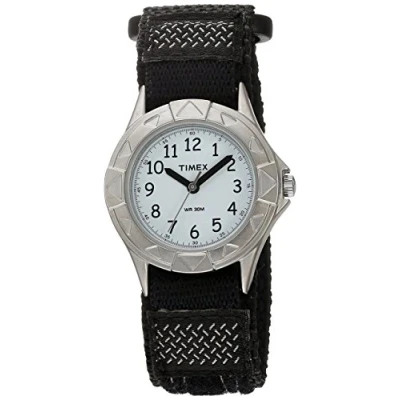 Imagen de Orologio Timex per bambini 28 mm Cassa argentata con quadrante bianco e cinturino in tessuto nero T79051