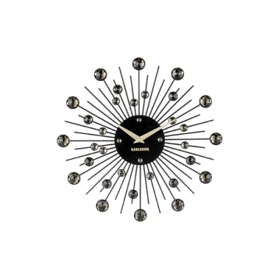 Imagen de Karlsson Sunburst Reloj de Pared (30 cm), Color Negro y Dorado