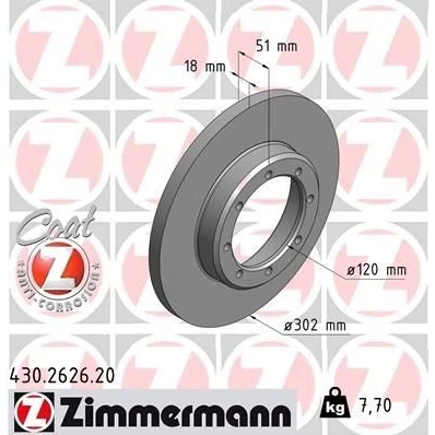 Imagen de ZIMMERMANN Disco de freno RENAULT: MASTER 3 Kasten, 3, NISSAN: NV400 Furgón, Camión plataforma / Chasis, OPEL: Movano B Furgón COAT Z
