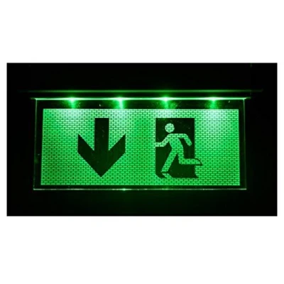 Imagen de d&#039;urgence Lampe éclairage Exit sortie de secours fuite Lampadaire Lumière Chemin avec flèche vers le bas