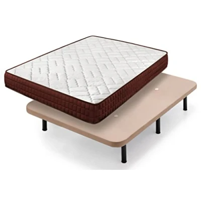 Imagen de Cama express Colchón Viscosoft Ergos 15 + Base Tapizada Beige con 6 Patas. 25 cm, Medida : 135 x 180 cm