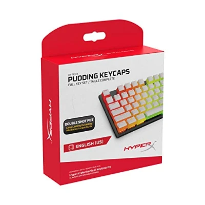 Imagen de HyperX Teclas Pudding Keycaps, Conjunto completo de teclas, PBT, Blanco, Diseño inglés (EE. UU.), 104 retroiluminado, perfil OEM