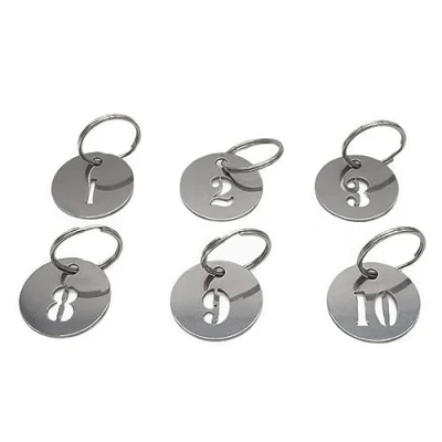 Imagen de NanTun 304 Stainless Steel Key Tags with Ring 10 pcs, 25mm Hollowed Number ID Chain, Numbered Rings 1 to