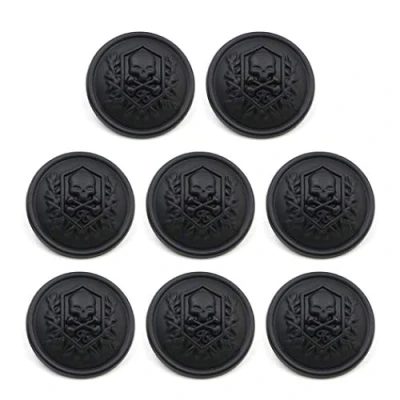 Imagen de ZoTuoART botones de metal con patrones calavera tallada y huesos cruzados, redondos costura, repuesto para abrigos, trajes, cortavientos, color negro, 25 mm, 8 unidades