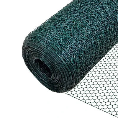 Imagen de VOUNOT Red Alambre Hexagonal, Rollo Malla Metalica, Tamaño de 25mm, 100 cm (H) x 50 m (L), Revestimiento PVC, Verde