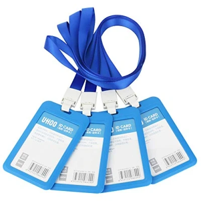 Imagen de GTIWUNG 4 Pcs Funda de Tarjeta Identificación, ID Titular la Tarjeta, Vertical Etiqueta Nombre Insignia Card Holders, Badge Holder and Neck Lanyard, Azul