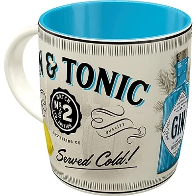 Imagen de Nostalgic Art taza de café, 330 ml, Gin &amp; Tonic Served Cold Idea regalo como accesorio bar, cerámica, diseño vintage