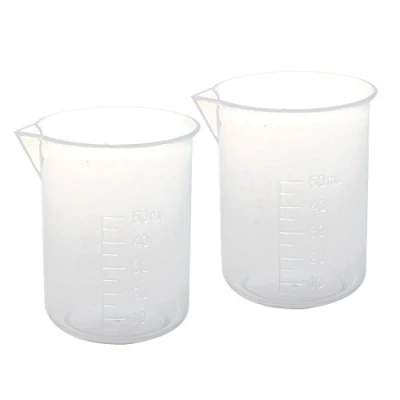 Imagen de 2 unidades 50 ml laboratorio plástico líquido vaso medidor transparente