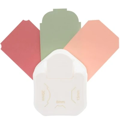 Imagen de Vaessen Creative Perforadora de Esquinas 3 en 1 para Manualidades, Scrapbooking y Tarjetería, 8 15 20mm, Blanco Rosa, talla única