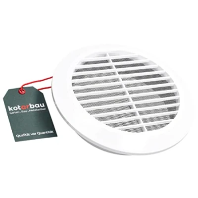 Imagen de KOTARBAU® rejilla de ventilación, 150 mm, redonda, brida, color blanco, protección contra insectos, ventilación plástico