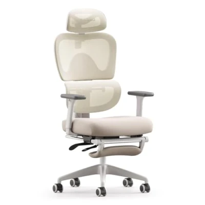 Imagen de MUSSO E600SE Silla ergonómica de oficina lumbar ajustable 3 niveles, reposabrazos y reposacabezas ajustables 3D, con reposapiés, diseñada para mujeres adolescentes, protección la columna