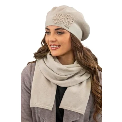 Imagen de Vivisence Conjunto De Boina Y Bufanda para Mujeres 7007Kmpl, Beige,Talla Única