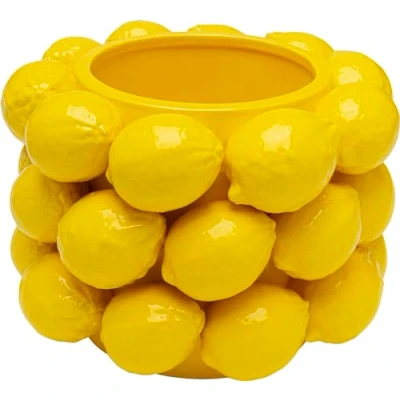 Imagen de Kare Jarrón de diseño, diseño limón, Porcelana, Hecho a Mano, único, 19 cm Alto, Color Amarillo