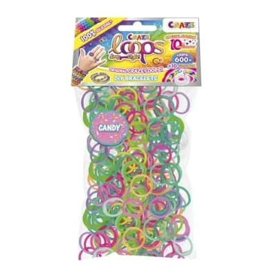 Imagen de CRAZE LOOPS BAG 600 Paquete de recambio gomas telar con y 10 cierres, mezcla colores, 100% silicona respetuosa la piel