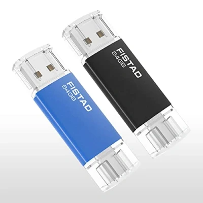 Imagen de Memoria USB 64GB, 2 en 1 OTG Flash Drive 2.0 64GB Pen Tipo C Memory Stick para Smartphones, PC, Laptop Almacenamiento de Datos (2 Piezas)