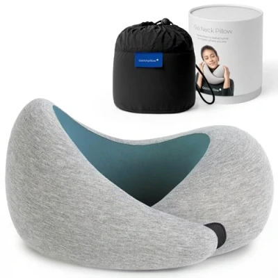 Imagen de OSTRICHPILLOW Go Almohada de Viaje Lujo con Espuma Memoria para el avión, Coche, Descanso Cuello (Blue Reef)
