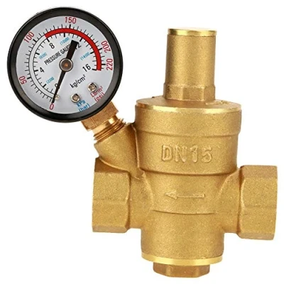 Imagen de Regulador de Presión agua, DN15 Latón ajustable 20mm Válvula reductora agua con manómetro entrada 1.6Mpa (máx.) / 232psi