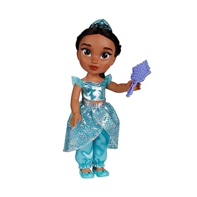 Imagen de Princesas Disney Mi Amiga Jasmine Grande para niñas Muñeca de 38 cm Altura Que Incluye Vestido, Zapatos y Tiara Extraíbles con Preciosos Detalles 3 años +