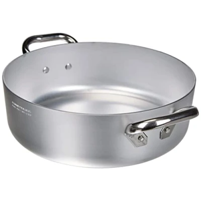 Imagen de Pentole Agnelli ALMA10628 Sartenes de aluminio profesional 3 mm, cacerola baja con 2 asas, 6.4 L