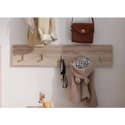 Imagen de trendteam smart living perchero Panel Malea, Estante de pared, 88 x 18 2 cm en acabado roble San Remo con cinco ganchos para ropa,