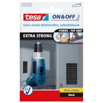 Imagen de Tesa 55228 00000 02 Tiras de Cierre Extrafuerte 10 cm x 50 mm, 2 Pares, Negro,