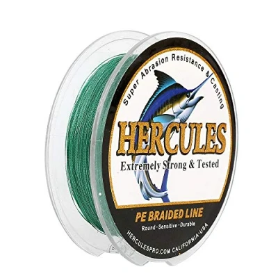 Imagen de Hercules Sedal Trenzado de 4 Hilos, 100 2000 m, 6 LB, Súper Suave, Polietileno, Multifilamento Hilo Pescar en el mar y Agua