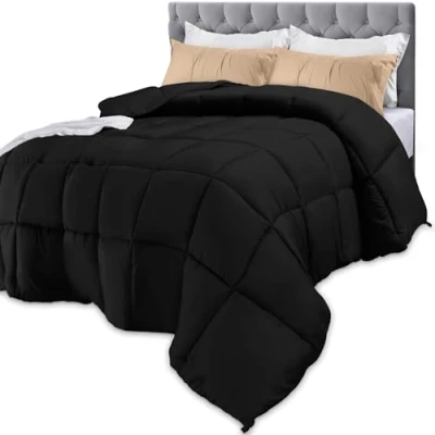 Imagen de Utopia Bedding Edredón para Todas Las Estaciones de 250 g/m², edredones Relleno Fibra siliconada Felpa, tamaño Queen, Cosido en Caja (matrimonial/Queen, Negro)