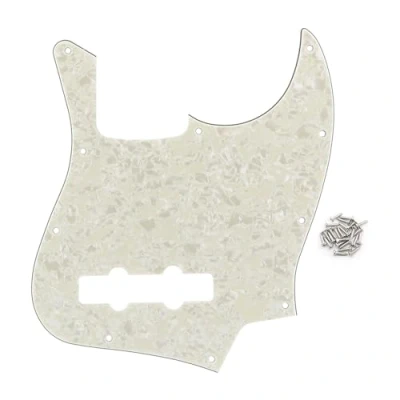 Imagen de FLEOR 10 agujeros JB Bass Pickguard 4 capas Rascar Placa sin truss Rod Notch para bajo de jazz Standard cuerdas, perla envejecida