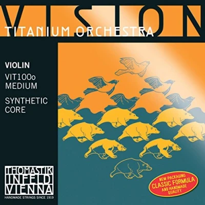 Imagen de Thomastik cuerda para violín 4/4 Vision Titanium Orchestra Re núcleo sintético, entorchado en plata pura, medio