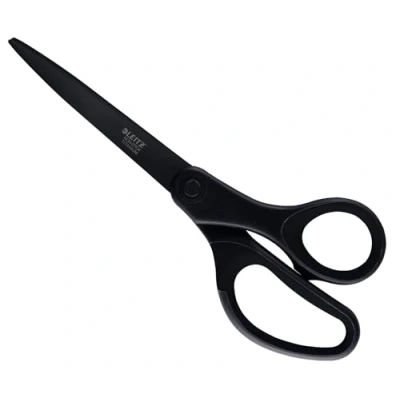Imagen de Leitz 54206095 Tijeras de titanio, Revestimiento antiadherente, Para diestros y zurdos, Mango ergonómico, Largo 20,5 cm, Negro