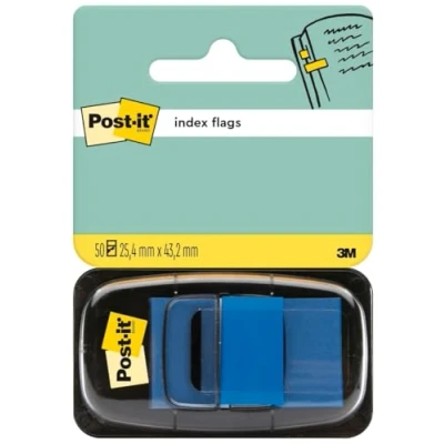 Imagen de Post it Index Marcadores, Medio, Azul, 25.4 mm x 43.2 mm, 50 Marcadores/Dispensador, 1 Dispensador/Paquete