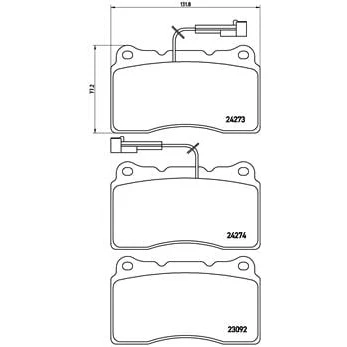 Imagen de BREMBO P 23 098 Juego de pastillas freno con contacto avisador desgaste sin accesorios ALFA ROMEO: 147, GT, 156 Sportwagon