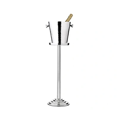 Imagen de EDZARD Champanera/refrigerador de Botellas Capri, con Soporte, Acero Inoxidable Muy Pulido, Doble Pared, Exterior Martillado, Altura Total 83 cm, refrigador 23 diámetro 22 cm