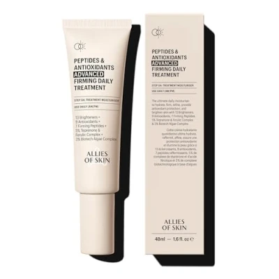 Imagen de Allies of Skin Peptides &amp; Antioxidants Advanced Firming Daily Treatment with 13 Brighteners, 9 Antioxidants, 7 Peptides, 5% Teprenone Ferulic Complex and 3% Biotech Algae 48ml/1.6oz