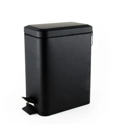 Imagen de Beldray LA041173BLKFEU7 cubo de basura rectangular con tapa cierre suave, para cocina, dormitorio, oficina, interior extraíble, diseño delgado, asa transporte portátil, color negro
