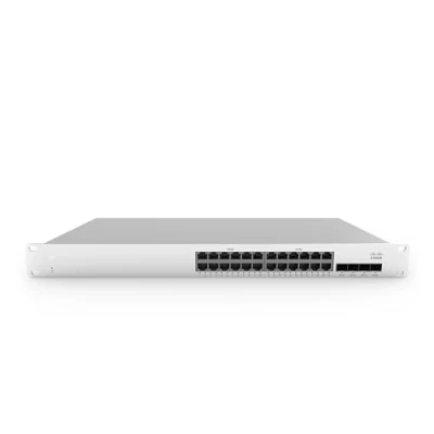 Imagen de Cisco Meraki Cloud Managed MS210 24P Conmutador administrado, 24 x 10/100/1000 (PoE+) + 4 Gigabit SFP (enlace ascendente) Ordenador de sobremesa (montaje en bastidor PoE+ (370 W)