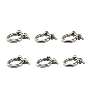 Imagen de Grillete M10 de acero inoxidable 304 con forma arco estilo europeo, resistente abrazadera elevación carga para cadena marina hebilla paquete 6 unidades