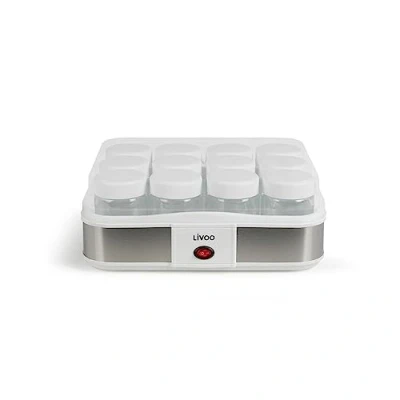 Imagen de Livoo Yogurtera de queso Yogur casero, Cottage 210 ml X 12 tarros yogur, 1,2L fresco DOP156 Gris