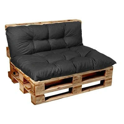 Imagen de Garden Factory Cojines para palets, Cojín de palé, Sofas palets Asiento, Respaldo o Juego (Set (Asiento 120x80 + 120x40) Antracita)