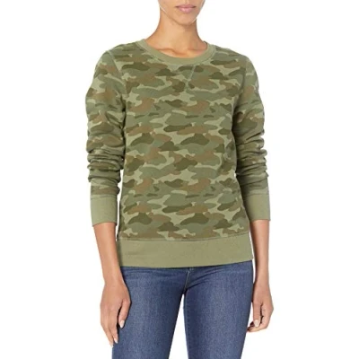 Imagen de Amazon Essentials Sudadera de Forro Polar con Cuello Redondo (Disponible en Tallas Grandes) Mujer, Verde Camuflaje, XS